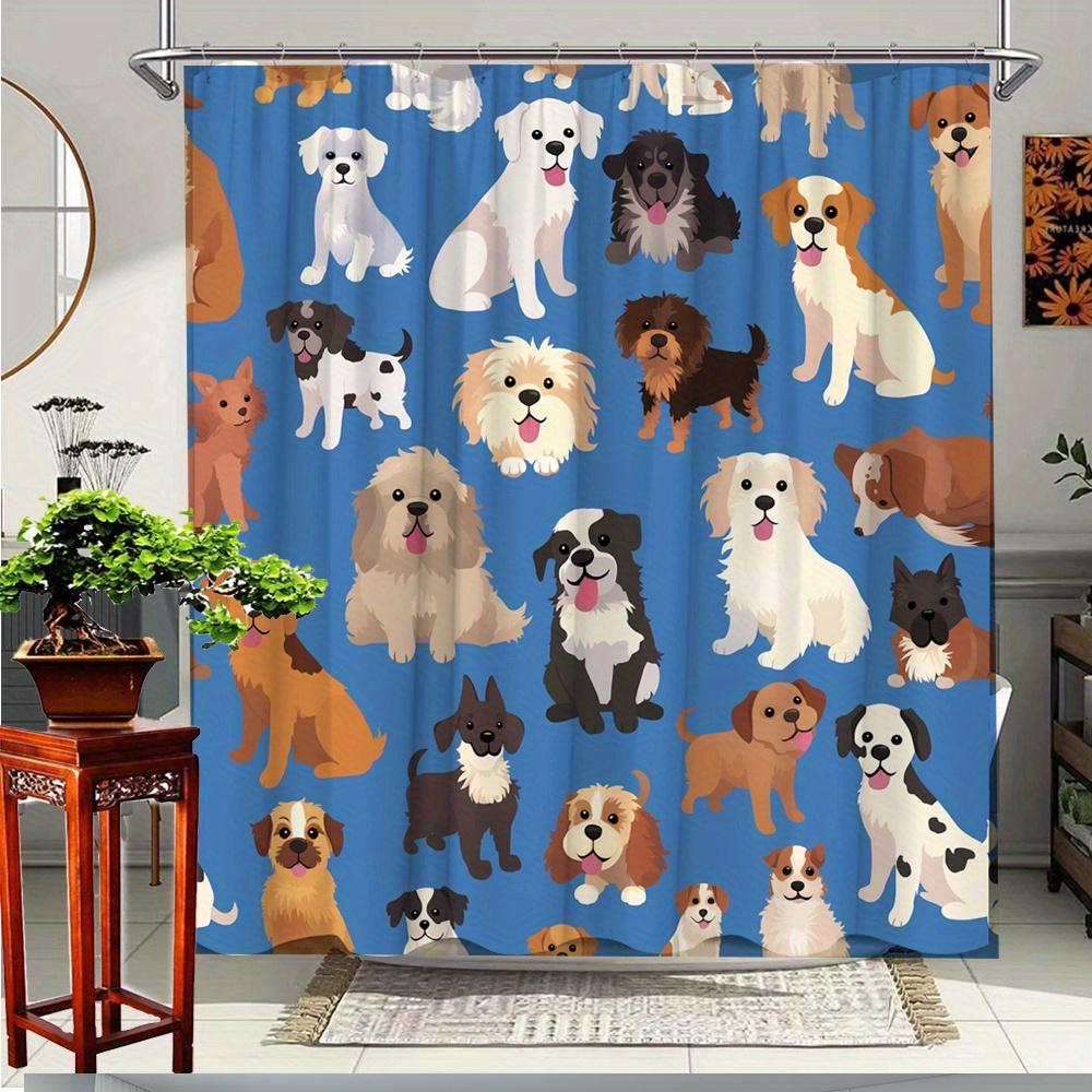 

1Pc Cute Dog Print Shower Curtain For Pet Lovers - Soft Polyester Fabric, 70.8X70.8 Inches, Easy Install With 12 Hooks, Machine W60H190(CM)-1 Pcs