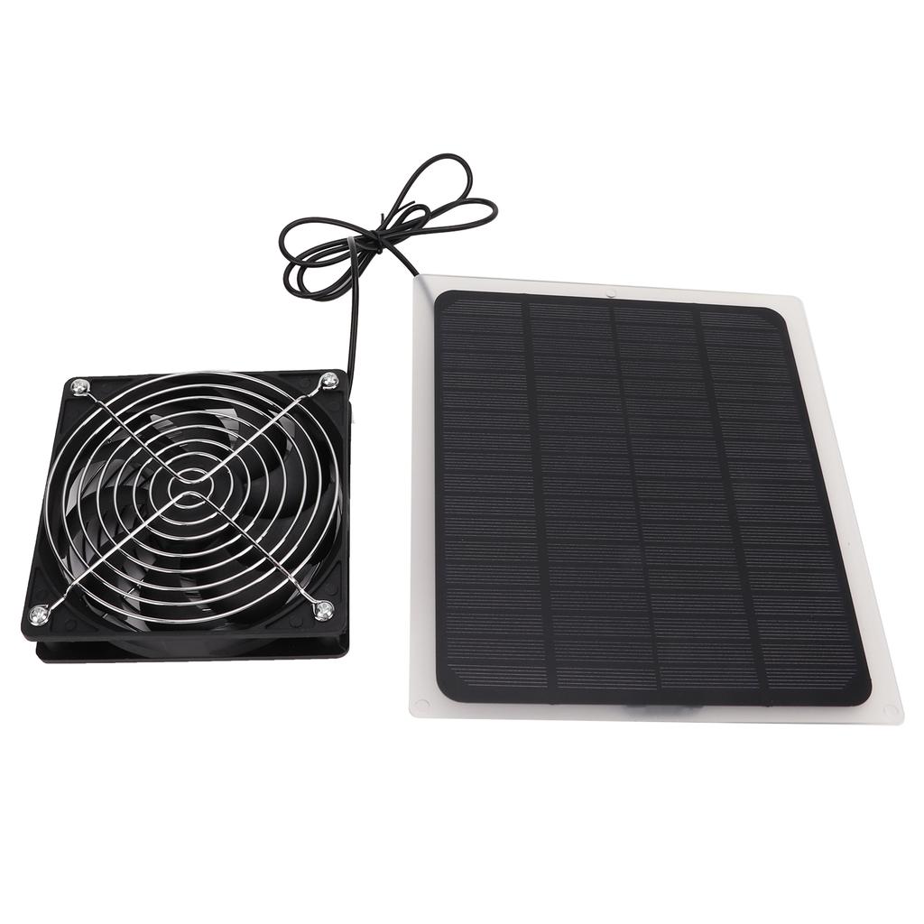10W Solar Panel Fan Kit Waterproof Cooling Ventilator for Dog Chicken House Greenhouse