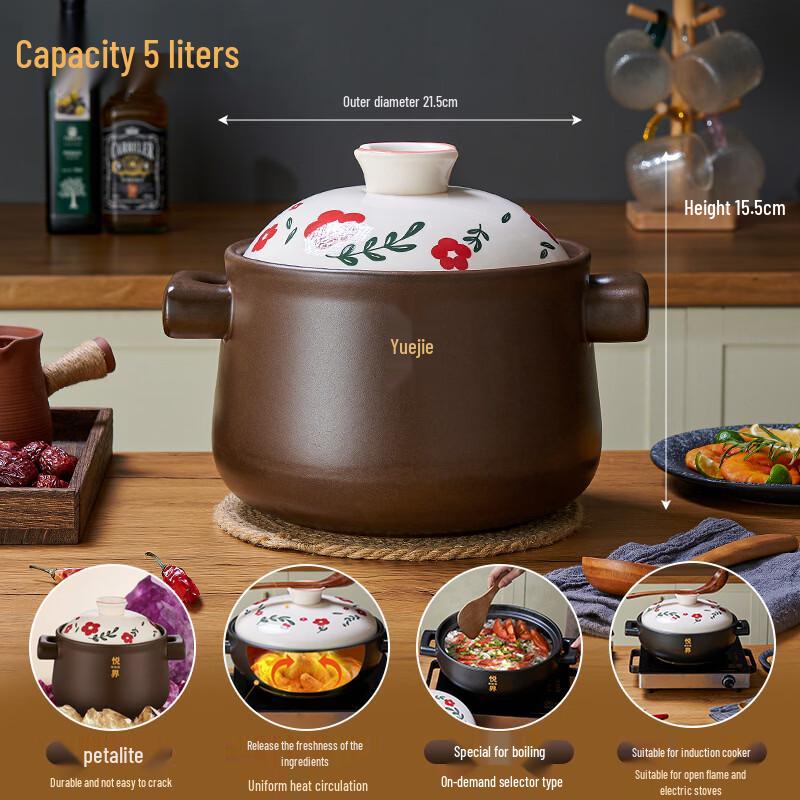 Hanyou Dry-Burn Resistant Ceramic Casserole for Gas Stoves