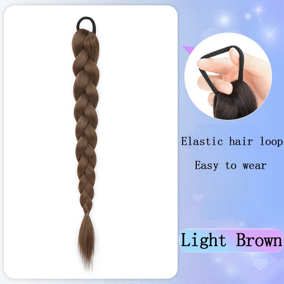 18-calowy syntetyczny warkocz kucyk z gumką do włosów warkocze bokserskie dla kobiet akcesoria do włosów długie czarne warkocze