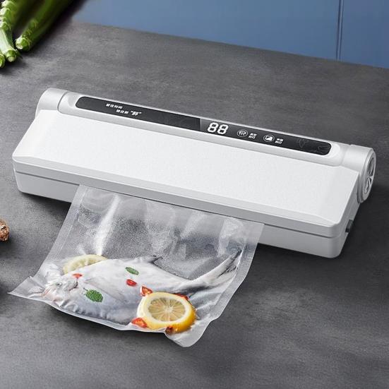 Máquina Seladora a Vácuo de Alimentos com Sacos a Vácuo Visor Digital 60KPa Forte Sucção Fácil de Usar Uso Duplo Seco Molhado Seladora a Vácuo