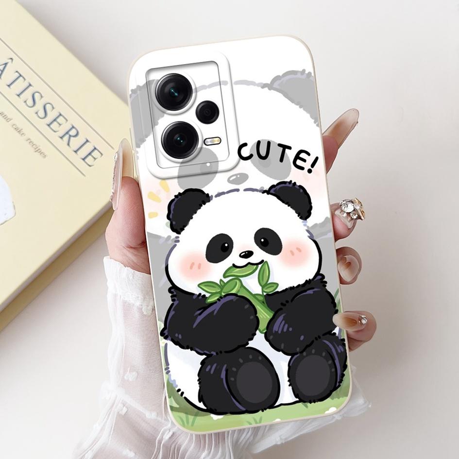 For Xiaomi Poco X5 5G Case Cover Lovely Panda Liquid Silicone Soft Back Cover For Poco X5 Pro Phone Case Coque PocoX5 X5Pro Capa