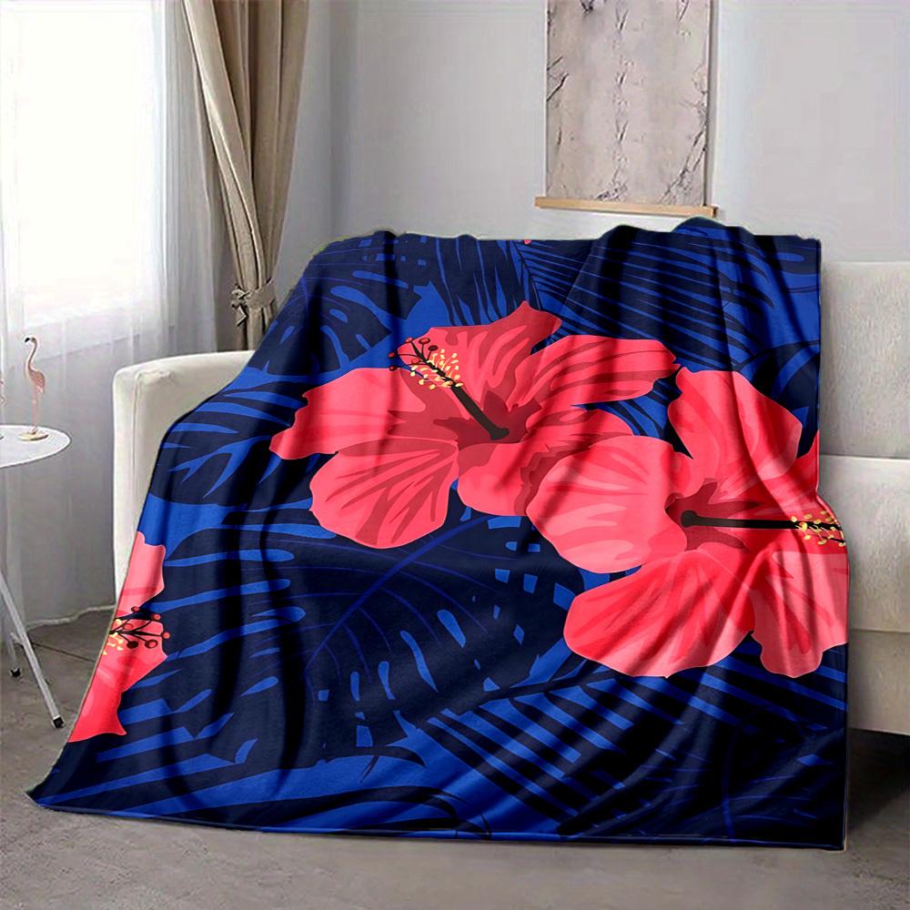 1pc Tropical Flowers Blanket Warm, Cozy, And Soft, Suitable for Sofas, Beds, Cars, And Office Use.Perfect for Camping And Travel, Making It a Great Gi