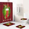 Christmas Bathroom Non-Slip Doormat Bathroom Waterproof Shower Curtain Toilet Floor Mat Four-Piece Shower Room Absorbent Carpet