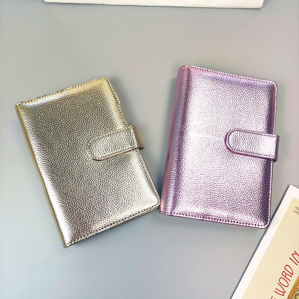 A5 A6 Metallic Texture PU Leather DIY Binder Photocards Collect Book Diary Agenda Planner Cover Stationery
