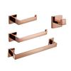 Brushed Rose Gold 304 Stainless Steel Bathroom Set: Towel Rack, Towel Ring, Paper Towel Holder, Hook.