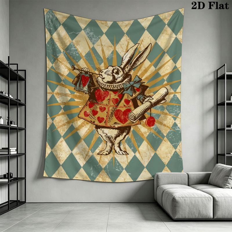 Alice Wonderland Spark Wall Hanging Printed Fabric Blanket Decorative Tapestries for Bedroom Living Room Home Decor