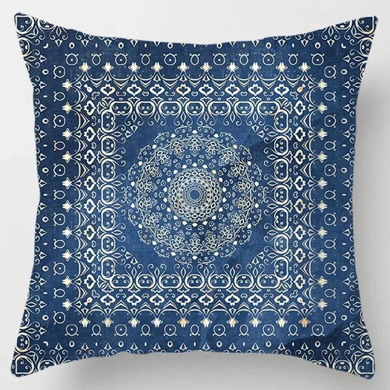 Modern Simple Dark Blue Geometric Pillowcase Home Sofa Cushion Cover