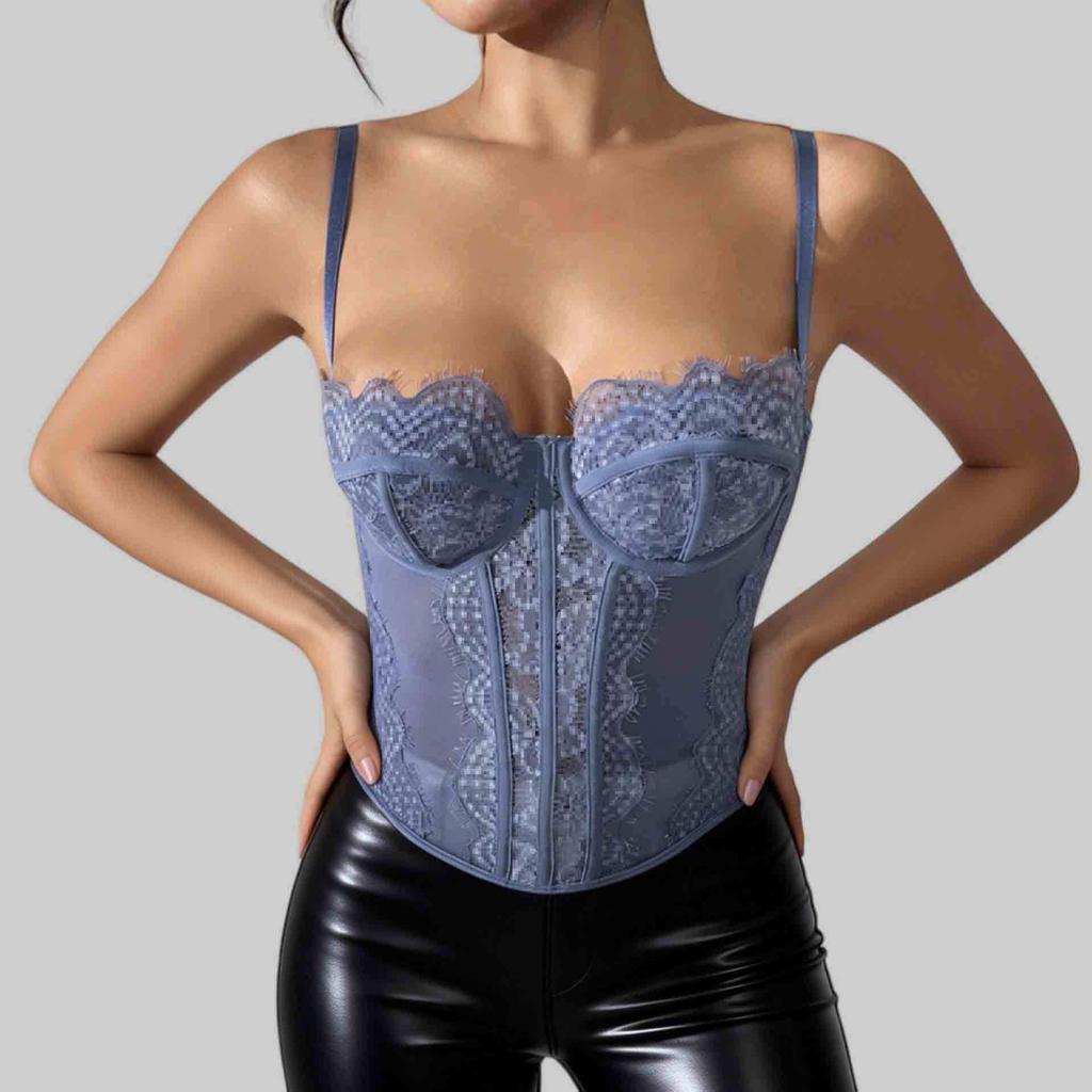 Spicy Lace Push-Up Fishbone Corset Bra Top