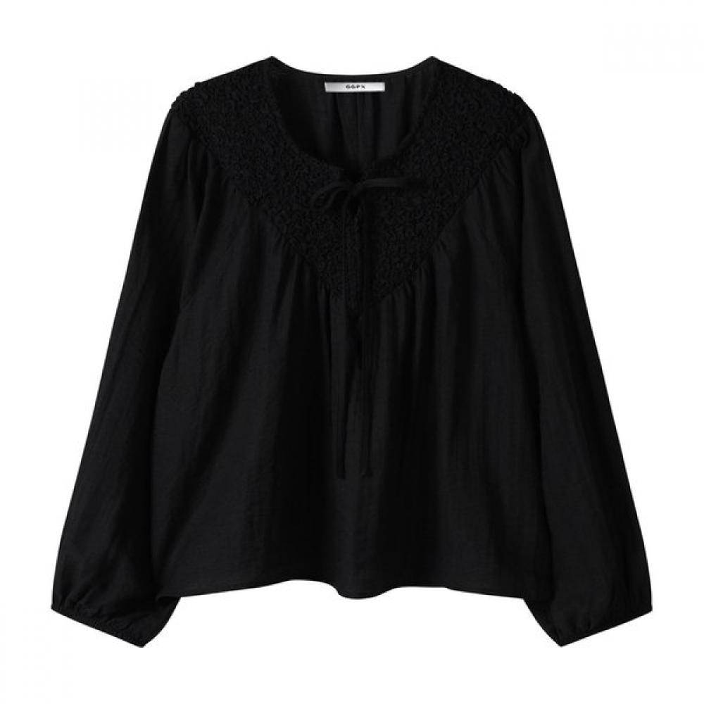 GGPX New York Embossed Ribbon Neck Blouse  Gq3sh047f 