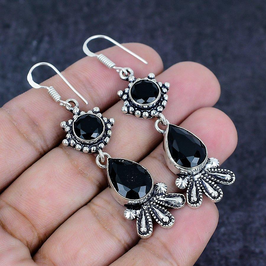 Orecchino in Argento Sterling 925 con Spinello Nero 2,44"