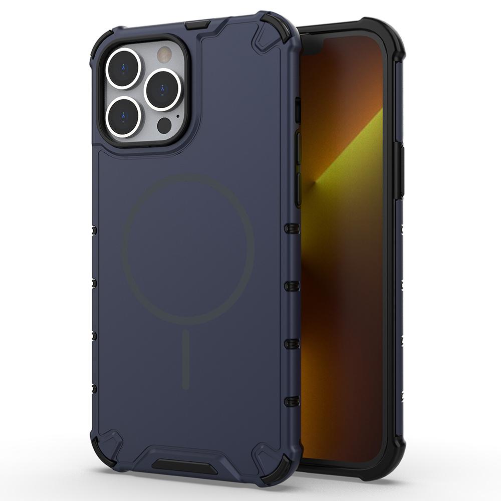 For iPhone 13 Pro Magnetic Case Corrugated Texture Heat Dissipation Shockproof TPU+PC Phone Back Cover