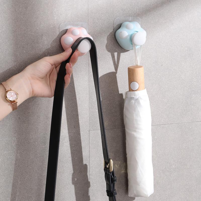 Household Supplies Cute Cartoon Cat Paw Wall Hook Creative Self-adhesive Hidden Hook Hanging Purse Key Hanger Wall Hanging Decor