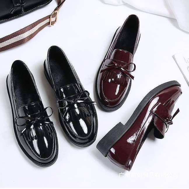 Small leather shoes, single shoes, loafers, spring flat bottom and one pedal, spring style, spring and autumn British style spring shoes