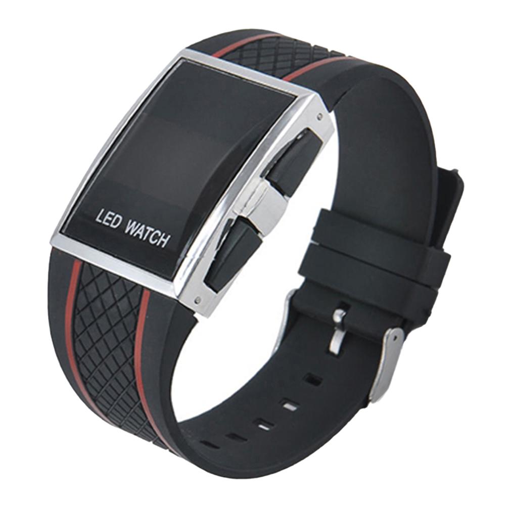 Mode Casual Unisex fyrkantigt fodral LED Digital Display Sportarmbandsur present