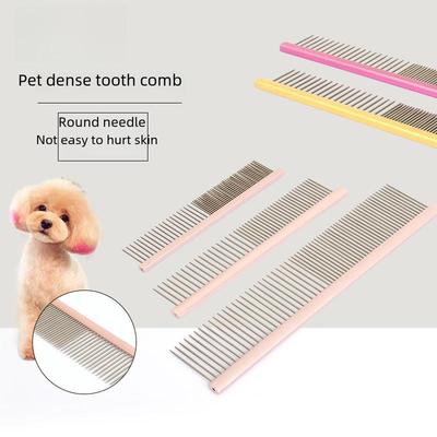  Pettine in Acciaio per Animali Domestici per Rimuovere Nodi e Pulci - Pettine a Denti Fitti per Cani e Gatti