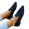 Women's Flyknit Pointed Toe Loafers - Low-Cut Slip-On Casual Flats, Breathable Comfort Shoes