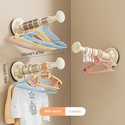 1/2pcs Hanger Storage Rack - No Drill Suction Cup Installation, Retractable & Adjustable for Home & Office, Durable Space-Saver