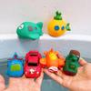 Juguete de Baño para Bebé Juguetes para Nadar en el Agua Dibujos Animados Coche de Goma Blanda Barco Avión Flotador Sonido al Apretar Rociador de Agua Juguetes para Jugar con el Agua para Niños Regalos
