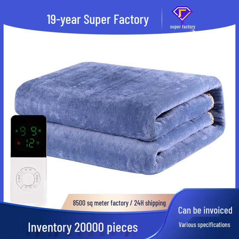 Flannel Electric Heating Blanket with Dual Control for Single to Triple Use