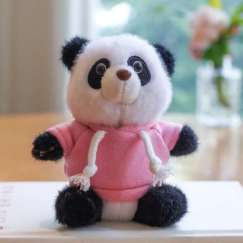 Panda Hoodie Doll Keychain - Plush Toy with Logo