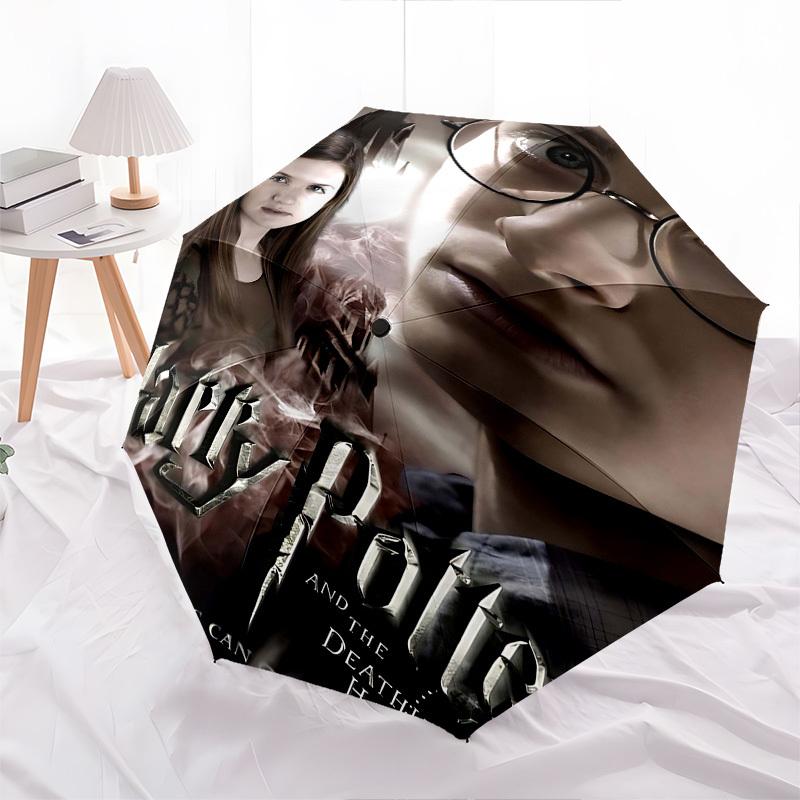 1pc Harry Potter and the Deathly Hallows Automatic Folding Umbrella - Compact 8-Rib Design, Durable Plastic & Iron1305L