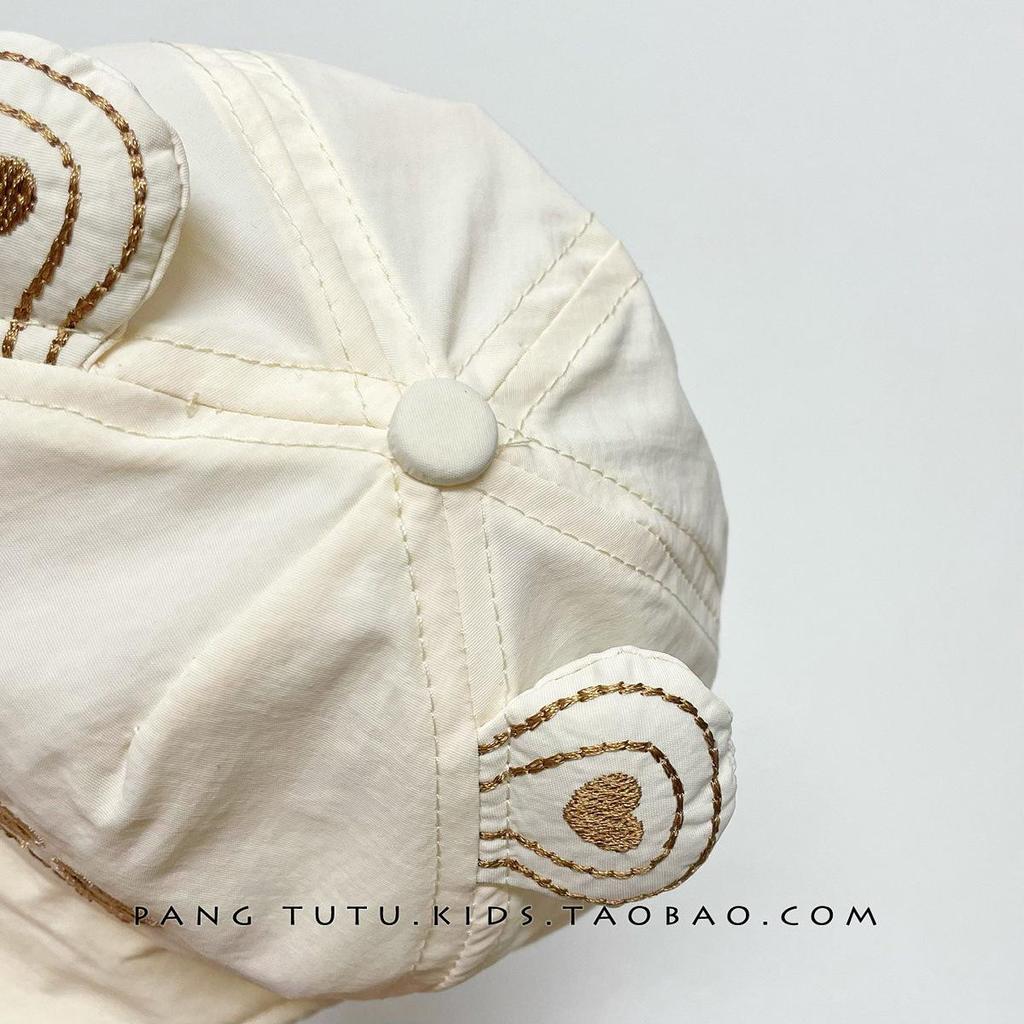Newborn Cute Bear Embroidered Quick-Dry Duckbill Hat - Soft, Breathable Brim for Spring & Autumn