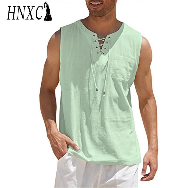 

HNXC Хлопковая футболка без рукавов Мужская мода Свободная футболка с принтом Сострадательная футболка XXXXXL зелёный