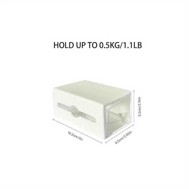 1pc Non Perforated Wall Storage Box Rectangular White Transparent Two-way Drawer For Cotton Swab Bathroom Headband Hair Loop Mini