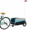VidaXL Bicycle Trailer, Transport Cart with Safety Flag, Bicycle Stroller with Wheels and Hitch, 94072