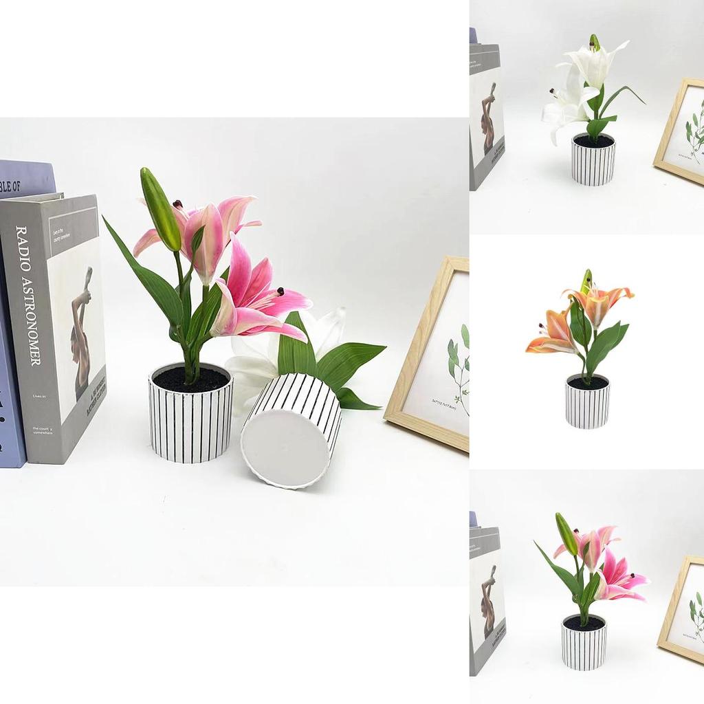 Konstgjord liljekonstverk med realistiska blad för evenemangsinredning och fotorekvisita