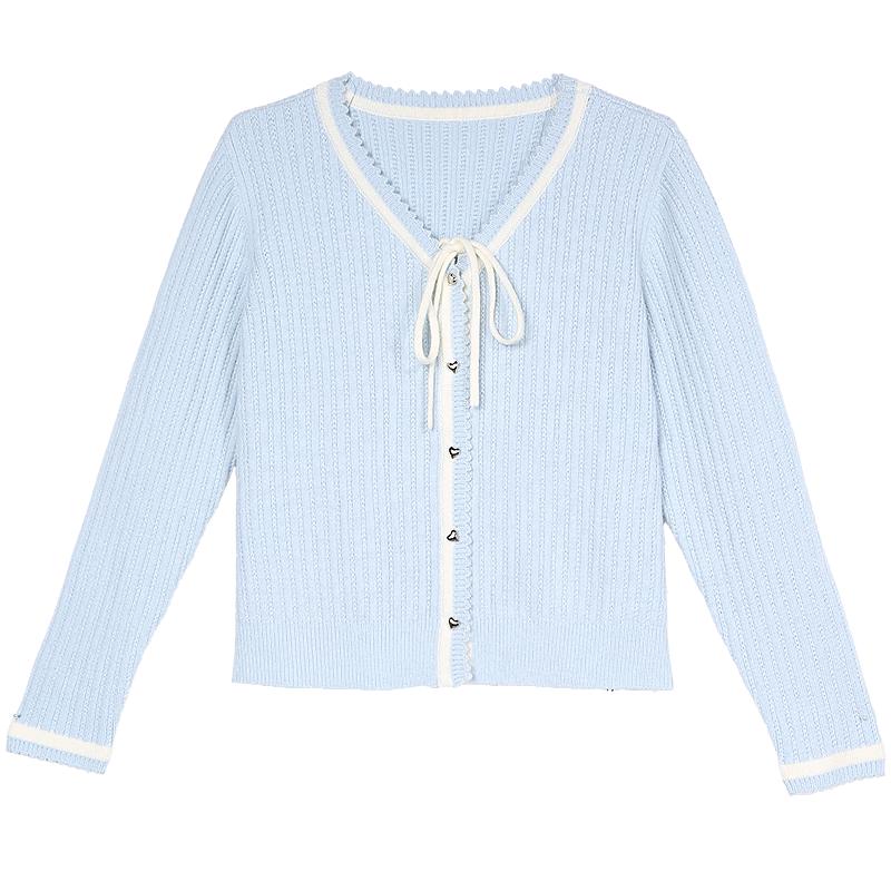 

Betu Women s V-Neck Contrast Tie-Waist Knit Cardigan S