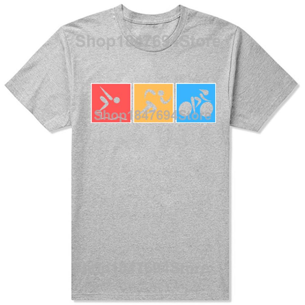 Rolig Triathlon Simning Löpning Cykling Grafik 100% Bomulls T-shirts Herr Dam Mode Casual T-shirt Lös Oversized Streetwear T-shirt