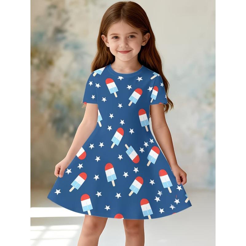 Summer Hot Sale Strawberry Print Kids Princess Dress Comfortable Casual Fruit Kids' Beach & Vacation Outfit Dress for Girls