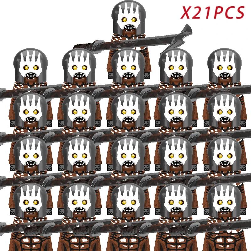 Medieval Knights Elf Dwarf Uruk-hai Mini Figures Armor Helmet Accessories Building Blocks DIY Bricks Toys For Kids Boys Gift