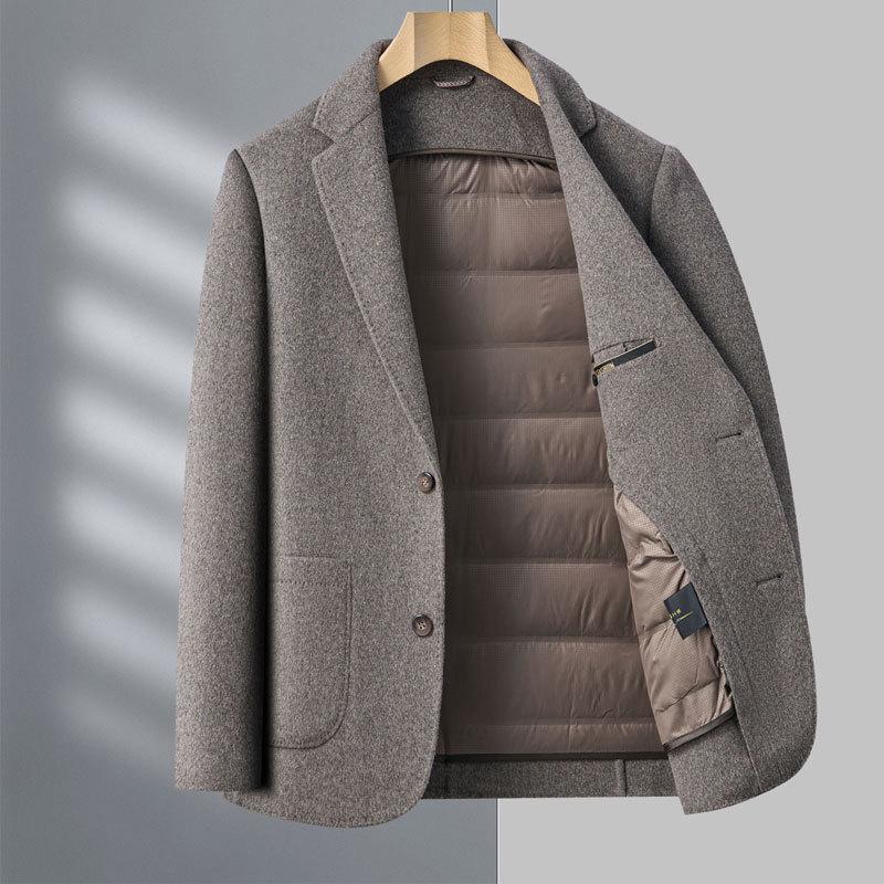 Men's Solid Color Wool Wool Suit Jacket for Winter New Middle-aged Men's Business Casual Thickened Suit Top