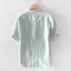 Men's Baggy Stripe Cotton Linen Short Sleeve Button Pocket T Shirts Tops Blouse