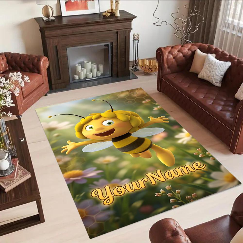 Biene Maja Personalisierbarer Namens-Teppich Perfekt für Eingangsbereiche Outdoor-Spielzimmer Küchen Rutschfester Teppich Anime Bürodekoration Geschenk für Festivals