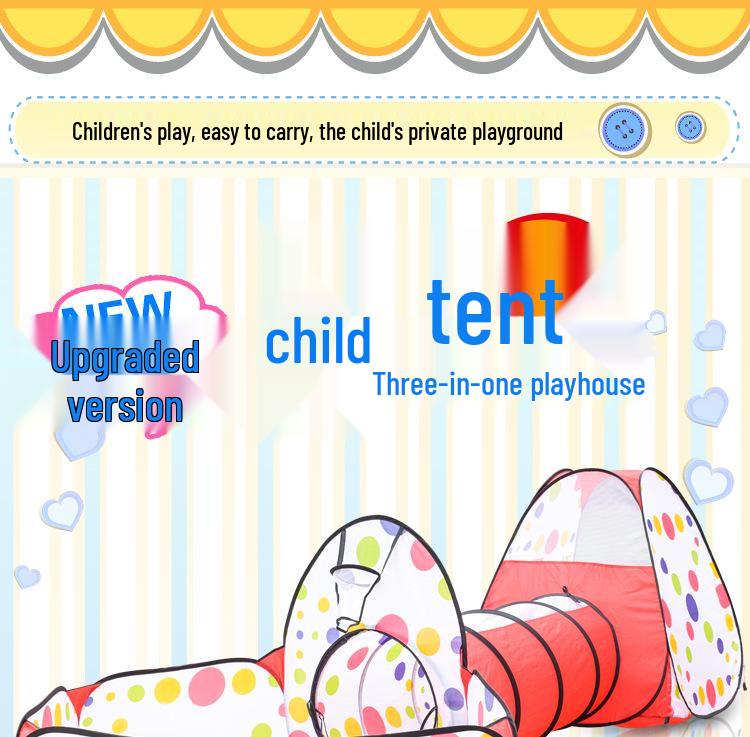 Popular Foldable Children's Tent & Tunnel Playhouse with Basketball and Ocean Ball Pit