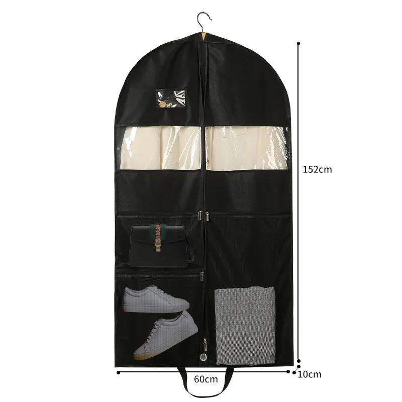 Non-Woven Fabric Hanging Clothing Protector - Extra Thick Dustproof Dust Cover,Winter Coats & Garments with Transparent Pocket