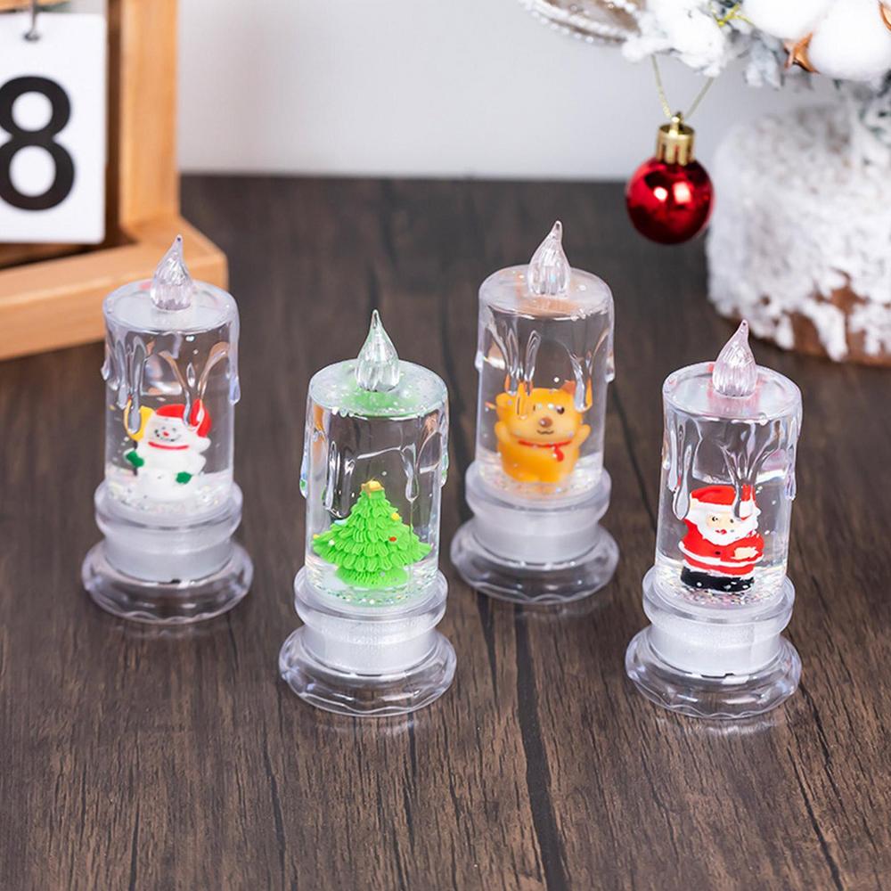 Vánoční LED svíčka naplněná vodou Santa Sněhulák Sněhová vločka Noční světlo Elektrické Santa Claus Sněhová koule Lucerna Sněhová ozdoba