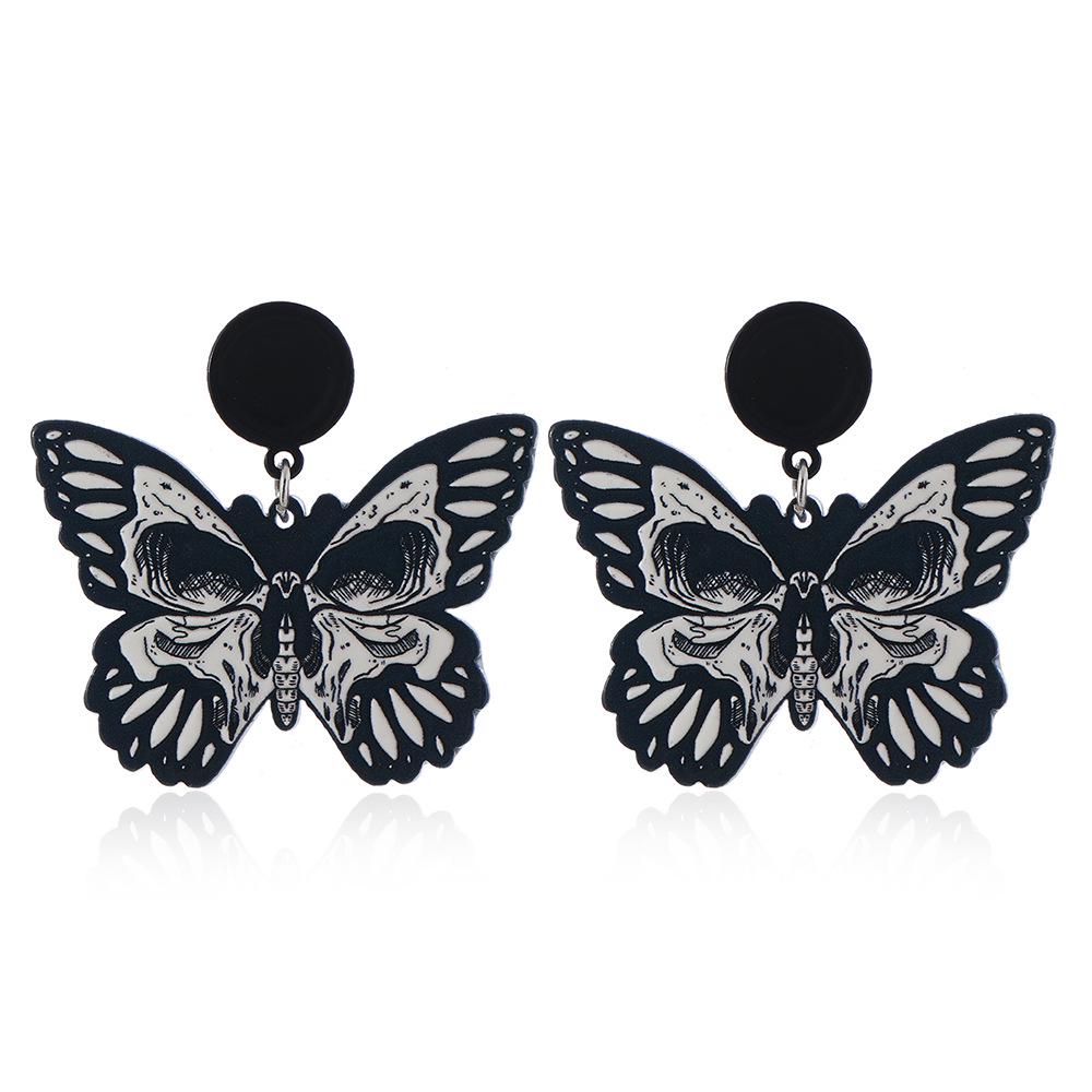 Halloween Butterfly Skull Earrings: Quirky European-American Style Jewelry for Women