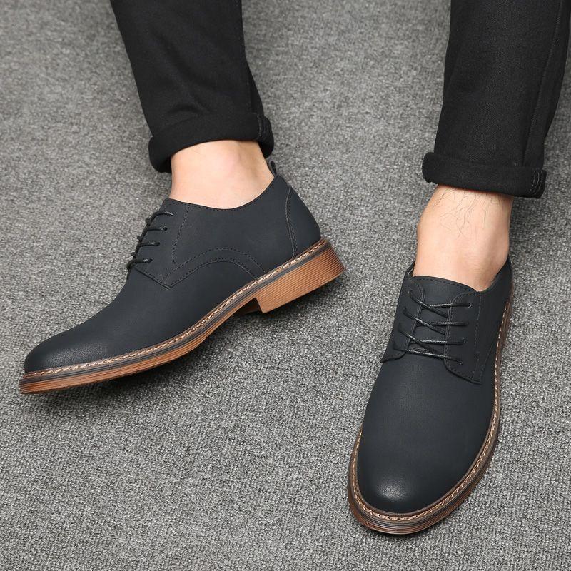 Men's Shoes Spring and Autumn Trendy Shoes 2025 New Korean Version Versatile Breathable British Youth Trend Lace-up Casual Leather Shoes Men