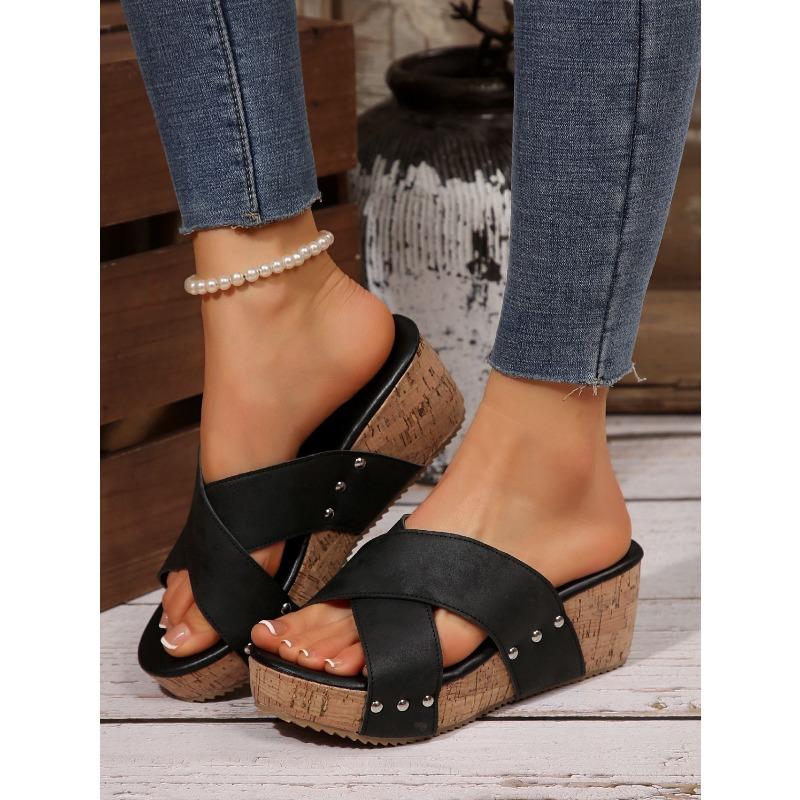 

Women’s Cross-Strap Platform Open-Toe Sandals Chunky Summer Shoes 36
