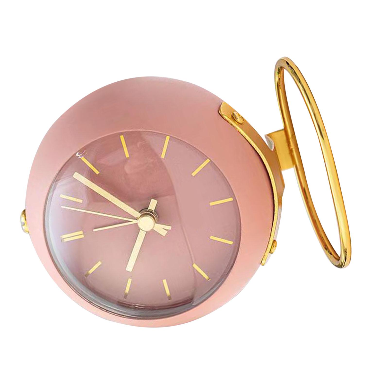 Настольный будильник Студенческое общежитие Мини-будильник Украшения Простые металлические настольные часы Розовый