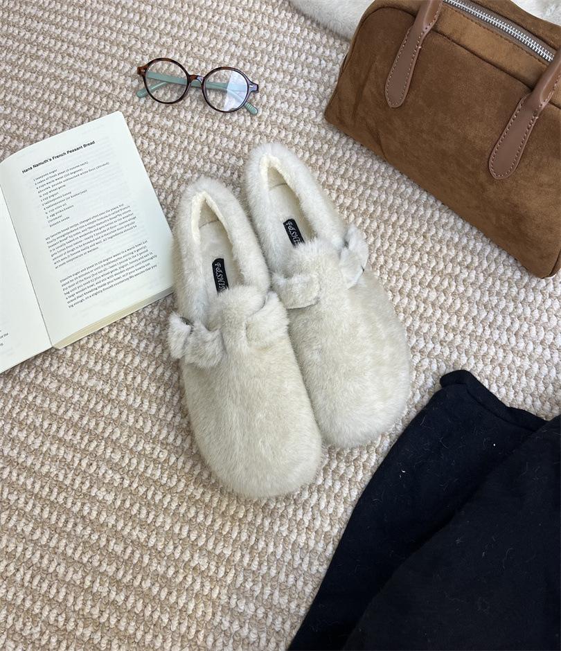 Mao Mao Slippers Women's Outer Wear 2025 New Autumn and Winter One-pedal Fashion Out Bag Head Half Drag Cotton Slippers Mao Mao Shoes