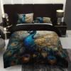 3Pcs Duvet Cover Set, 1 Duvet Cover + 2 Pillowcases (No Inserts), Home & Dormitory High-Definition Printed Golden Peacock Floral