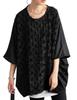 Antiqua Fringe Dolman Short One Size Black Women's Top, Print, Sleeve, Switchable, PA-03812, 05,