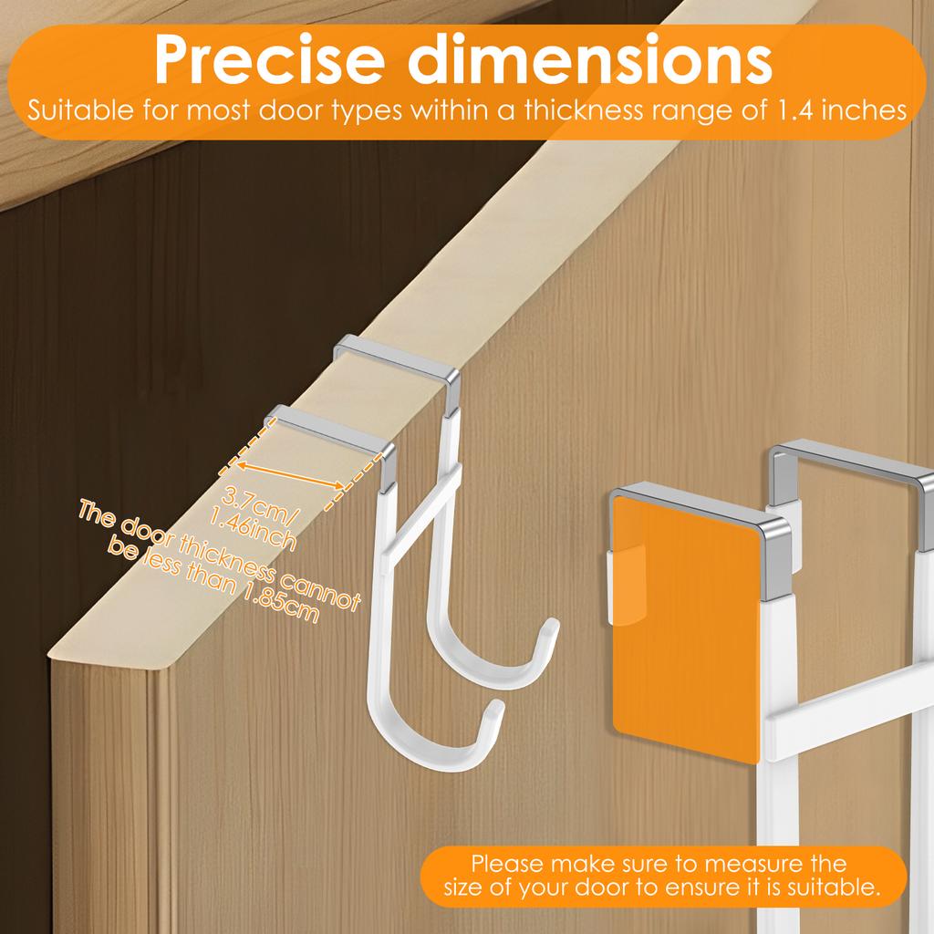 2 Pcs Over Door Hook Metal Double Door Hanger Hook Kitchen Bathroom Cabinet Door Back Type Coat Towel Storage Hanger