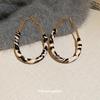 Retro Coffee Leopard Print Silver Needle Stud Earrings - Stylish High-End Design